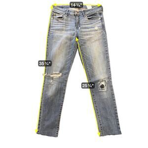 Abercrombie & Fitch Jeans Womens 4R W27 L31 Blue Distressed Skinny Raw Hem
